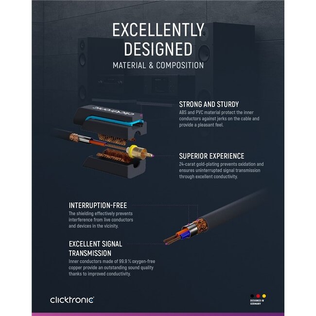 Clicktronic Cinch Stereo Audio Cable 1 m