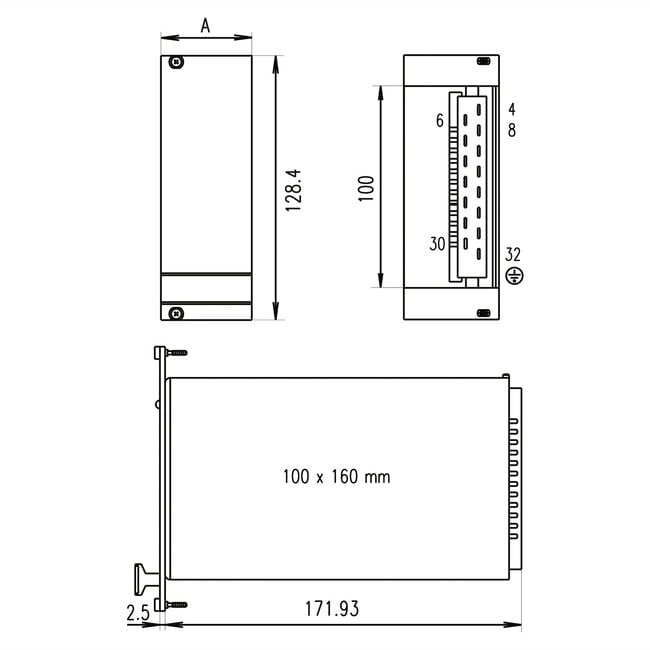 SCHROFF PSU Frontpaneel voor PSM, Dual, 3 HE, 10 HE, Afgeschermd, 2,5 mm, Al, Front geanodiseerd, Rear Conductive