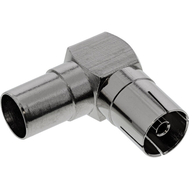 InLine® Antenne Koaxial Verbinder Male/Female, 90° gewinkelt, Metall,