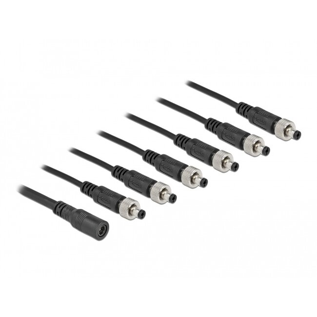 Delock DC Splitter Cable 5.5 x 2.1 mm 1 x female to 6 x male screwable