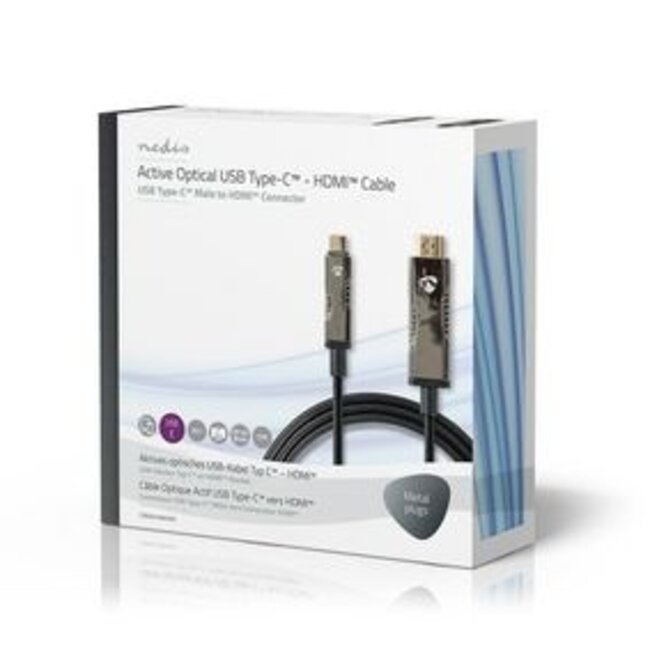 Actieve Optische USB-Kabel | USB-C™ Male | HDMI™ Connector | 18 Gbps | 20.0 m | Rond | PVC | Zwart | Gift Box