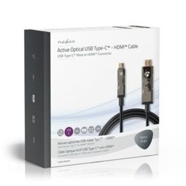 Actieve Optische USB-Kabel | USB-C™ Male | HDMI™ Connector | 18 Gbps | 20.0 m | Rond | PVC | Zwart | Gift Box