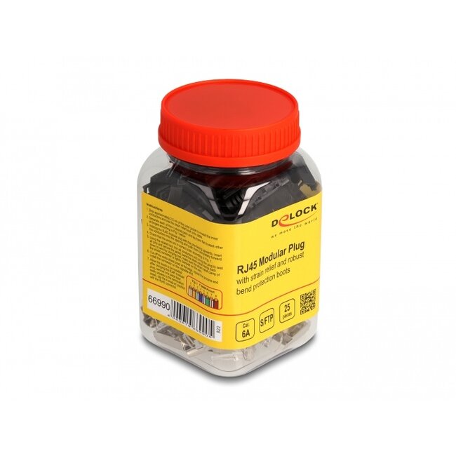 Delock RJ45 Modular plug with strain relief Cat.6A and robust bend protection boots 25 pcs set