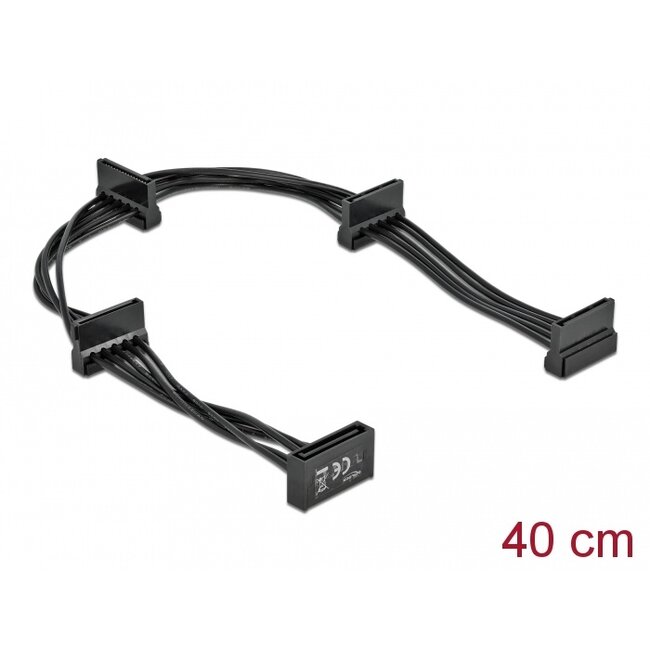 Delock Cable Power SATA 15 pin plug > 4 x SATA 15 pin receptacle 40 cm black