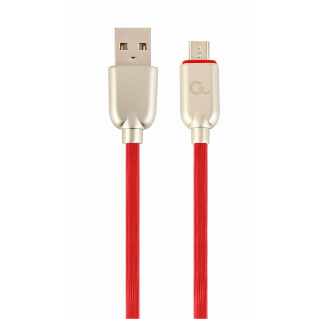Premium micro-USB laad- & datakabel 'rubber', 1 m, rood