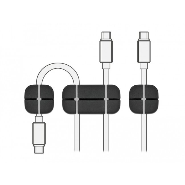 Delock Cable Holder Combo Set 3 pieces black