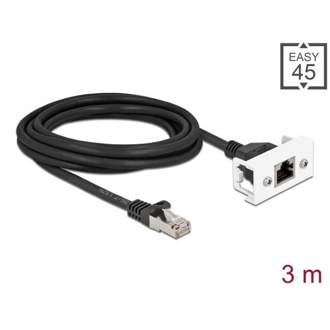 Delock Network Extension Cable for Easy 45 Module S/FTP RJ45 plug to RJ45 jack Cat.6A 3 m black