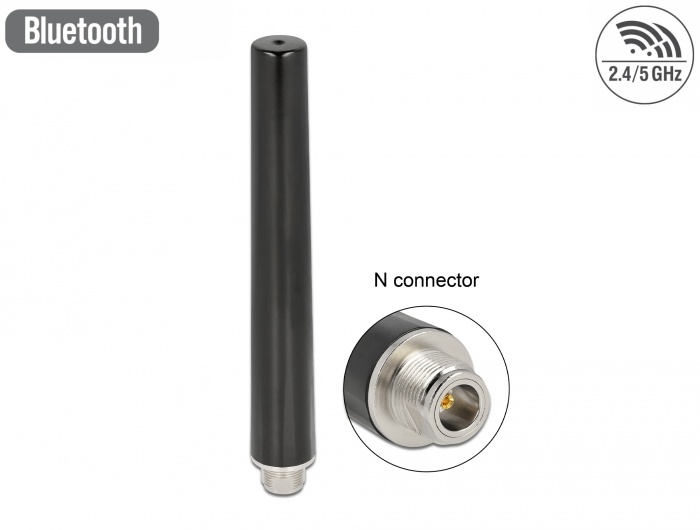 Delock Dual Band WLAN WiFi 6 Antenna N jack 4 - 6 dBi 16.55 cm omnidirectional fixed outdoor black |