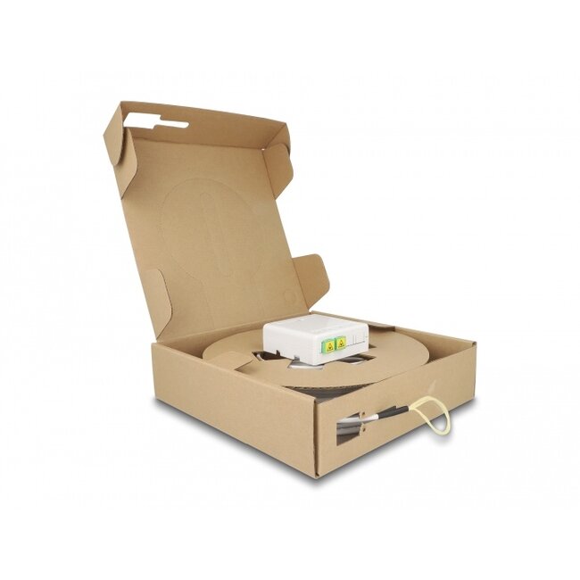 Delock Optical Fiber Connection Box 2 x SC/APC Simplex with drop cable set 20 m