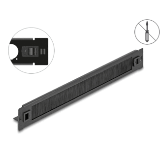 DeLOCK Delock 19″ Brush Strip with cable holder tool free 1U black