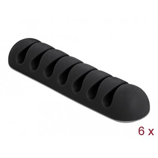 DeLOCK Delock Cable Holder with 7 feed-throughs self-adhesive Set 6 pieces black