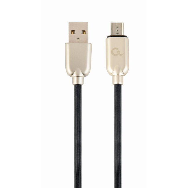 Premium micro-USB laad- & datakabel 'rubber', 2 m, zwart