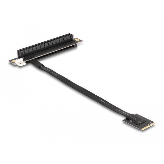 Delock M.2 Key A+E to PCIe x16 NVMe Adapter angled with 20 cm cable