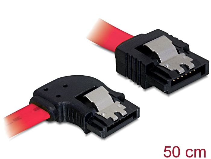 Delock - Kabel SATA 50cm links/gerade Metall rot