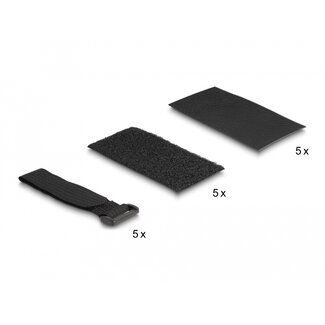 DeLOCK Delock Hook-and-loop pad self-adhesive with hook-and-loop cable tie set 10 pieces black