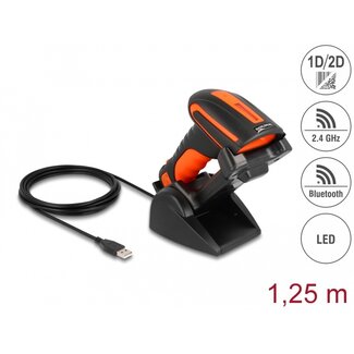 DeLOCK Delock Industrial Barcode Scanner 1D and 2D for 2.4 GHz or Bluetooth with inductive charging station