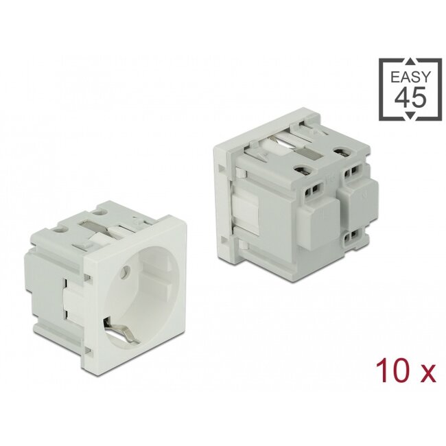 Delock Easy 45 Grounded Power Socket 45 x 45 mm 10 pieces