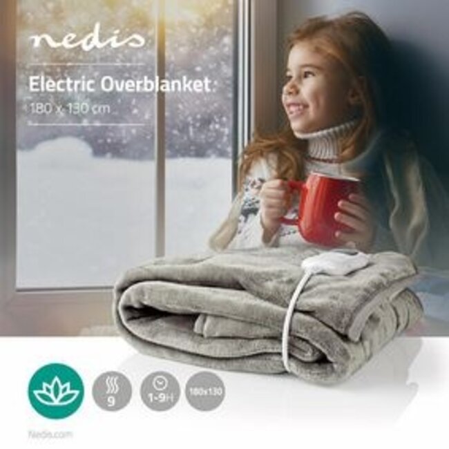 Elektrische Deken | Bovendeken | 1 Persoon | 180 x 130 cm | 9 Warmte Standen | Wasmachinebestendig | Oververhittingsbeveiliging | Digitale bediening | Fleece