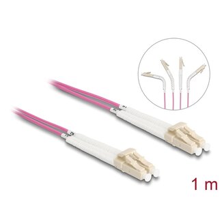 DeLOCK Delock Optical Fiber Cable LC Duplex to LC Duplex Multi-mode OM4 angled 1 m