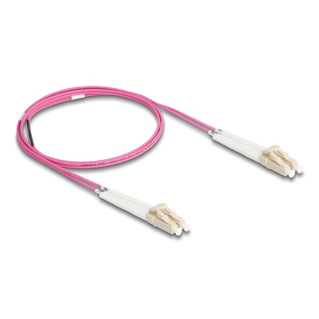 Delock Optical Fiber Cable LC Duplex to LC Duplex Multi-mode OM4 angled 1 m