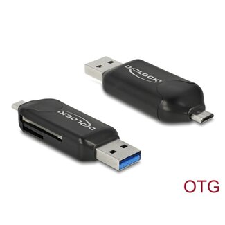 DeLOCK Delock Card Reader Micro USB OTG / USB 5 Gbps Type-A for SD / MMC + Micro SD