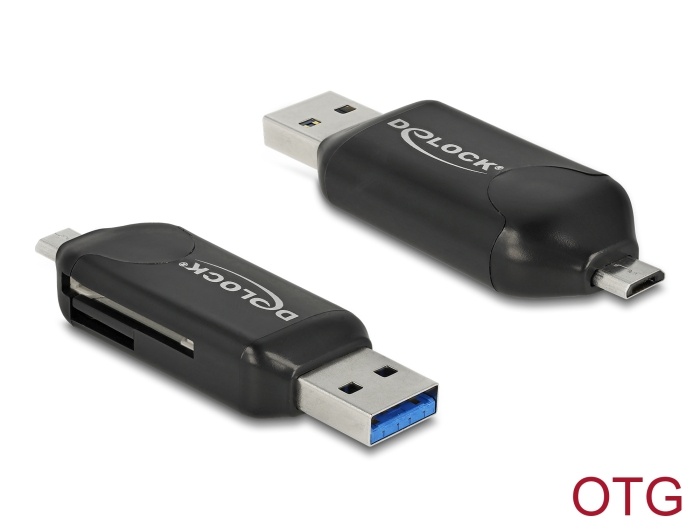 DeLOCK 91734 geheugenkaartlezer Zwart USB/Micro-USB