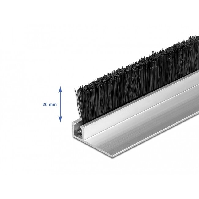 Delock Brush strip 20 mm with aluminium profile angled - length 1 m