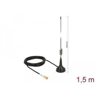 DeLOCK Delock WLAN 802.11 b/g/n Antenna SMB plug 2 dBi fixed omnidirectional with magnetic base and connection cable RG-174 1.5 m outdoor black