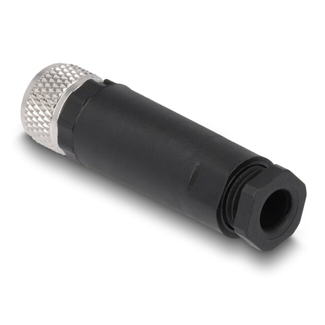 Delock M8 Connector A-coded 4 pin female for mounting with screw connection