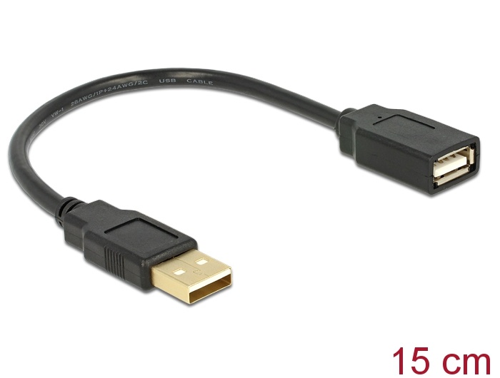 DeLOCK Kabel USB 2.0 Verlaengerung, A/A 15cm S/B