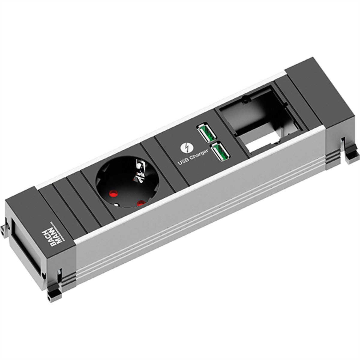 BACHMANN POWER FRAME Klein 1x geaard stopcontact 1x USB Oplader 1x ABD |