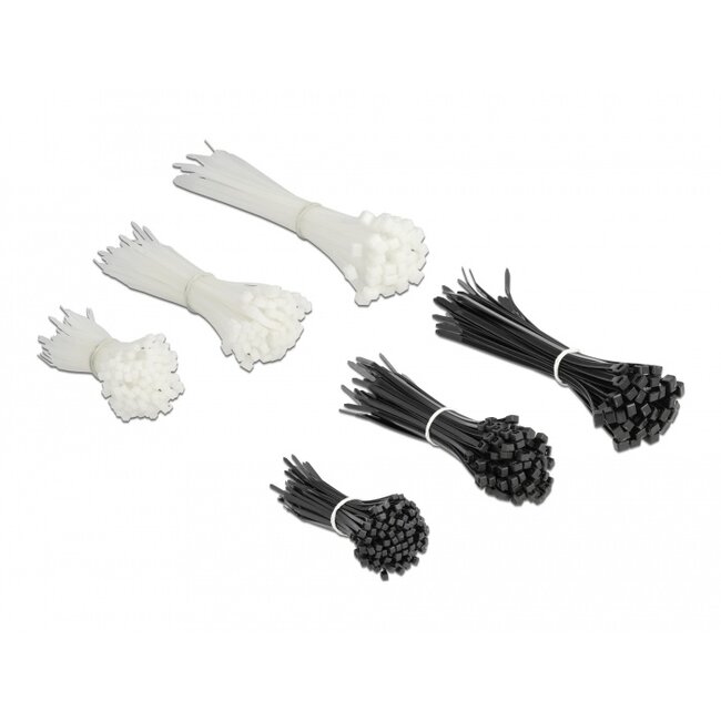 Delock Cable tie assortment box 600 pieces black / white
