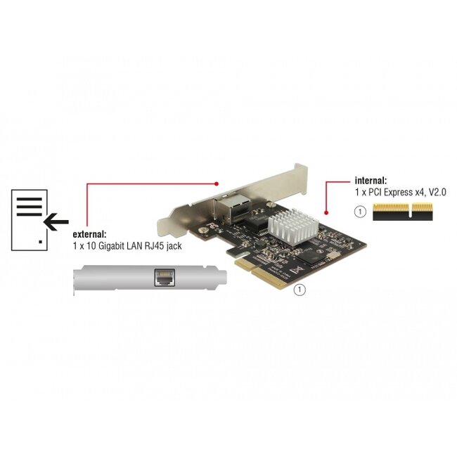 Delock PCI Express x4 Card 1 x RJ45 10 Gigabit LAN TN4010