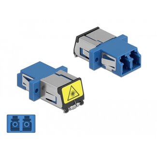 DeLOCK Delock Optical Fiber Coupler with laser protection flip LC Duplex female to LC Duplex female Single-mode blue