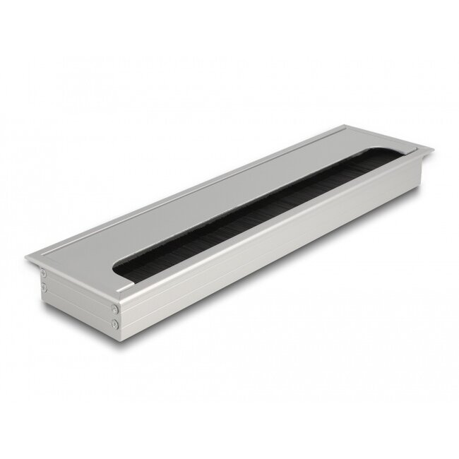 Delock Cable grommet for table mounting with brush 300 x 80 x 28 mm silver
