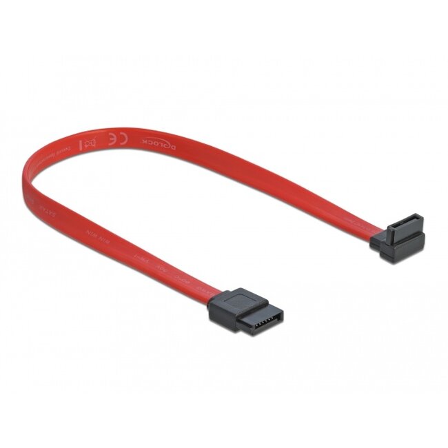Delock SATA 3 Gb/s Cable straight to upwards angled 30 cm red