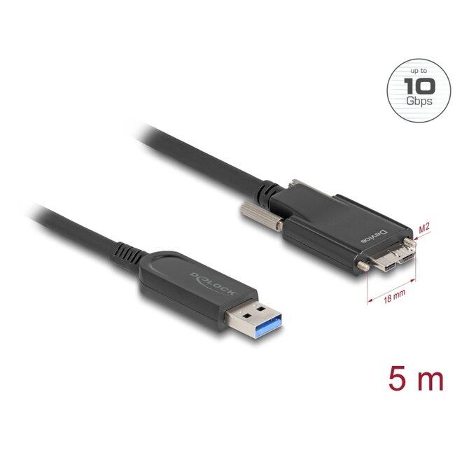 Delock Active Optical Cable USB 10 Gbps Type-A male to Type Micro-B male with screws 5 m