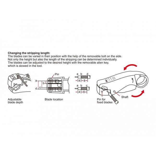 Delock Stripping Tool for coaxial cables with 3 blades