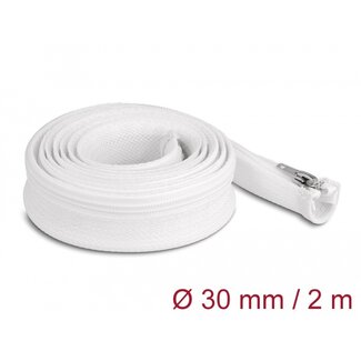 DeLOCK Delock Braided Sleeve with zip fastener heat-resistant 2 m x 30 mm white