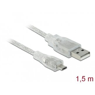 DeLOCK Delock Cable USB 2.0 Type-A male > USB 2.0 Micro-B male 1.5 m transparent