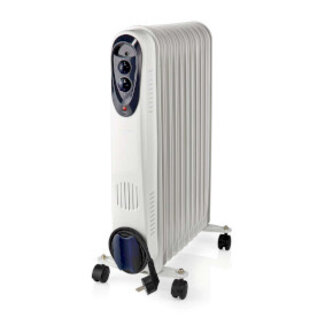 Nedis Mobiele Olieradiator | 1000 / 1500 / 2500 W | 11 Vinnen | Instelbare thermostaat | 3 Warmte Standen | Omvalpreventie | Wit