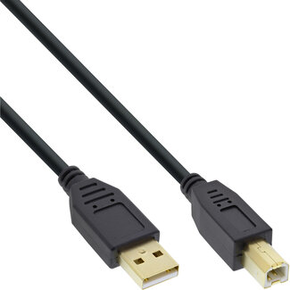 InLine® InLine® USB 2.0 kabel, zwart, vergulde contacten, AM/BM, 1,5m