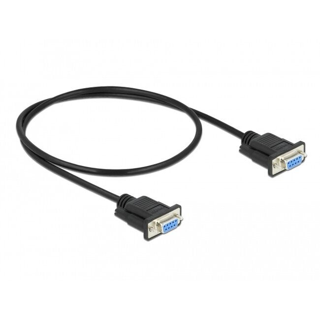 Delock Serial Cable RS-232 D-Sub 9 female to female null modem with narrow plug housing - Full Handshaking - 0.5 m