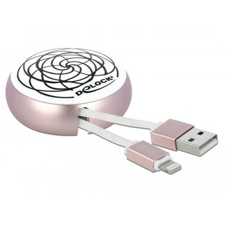 DeLOCK Delock USB Retractable Cable Type-A to Lightning™ white / pale pink