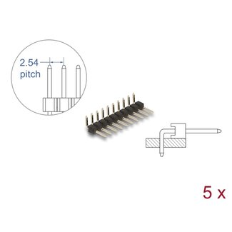 DeLOCK Delock Pin header 10 pin, pitch 2.54 mm, 1-row, angled, 5 pieces