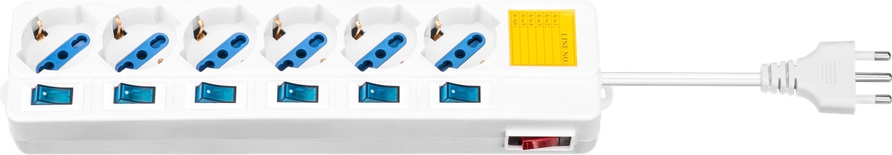 Goobay 6-Way Italian Power Strip with Illuminated Switches for each Socket |