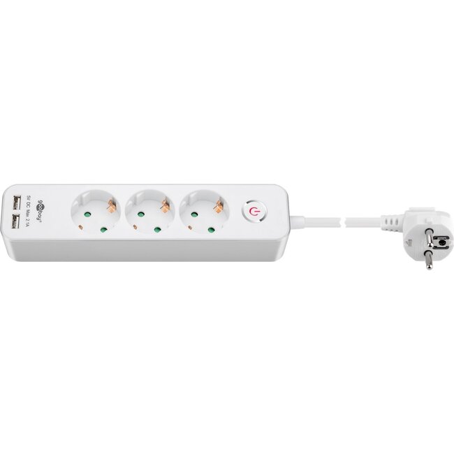 Goobay 3-Way Power Strip with Switch and USB