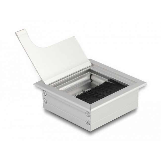 Delock Cable grommet for table mounting with brush 80 x 80 x 28 mm silver