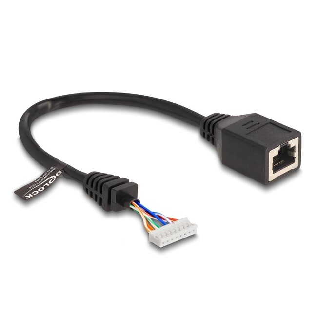 Delock Cable RJ45 jack to pin header female 2.00 mm 8 pin Cat.5e 23 cm black