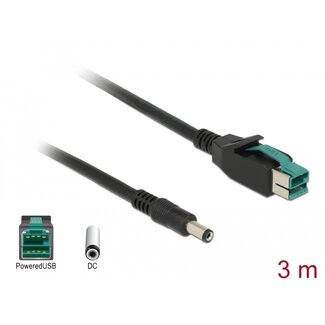 DeLOCK Delock PoweredUSB cable male 12 V > DC 5.5 x 2.1 mm male 3 m for POS printers and terminals